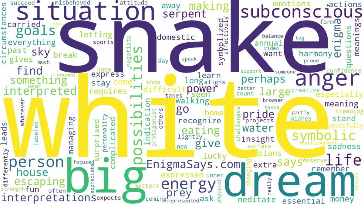 dream about big white snake and related dreams with their meanings in a word cloud