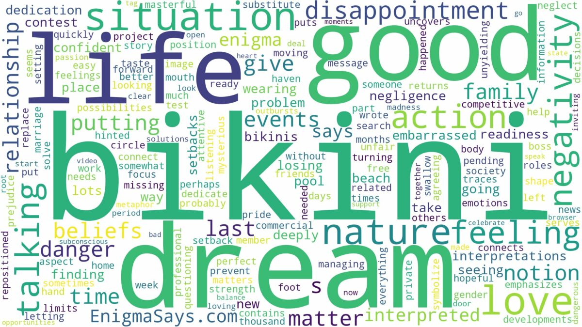 dream about bikini and related dreams with their meanings in a word cloud