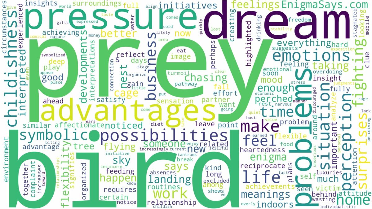 dream about bird of prey and related dreams with their meanings in a word cloud