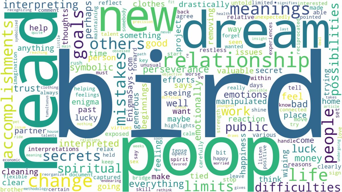 dream about bird poop on head and related dreams with their meanings in a word cloud