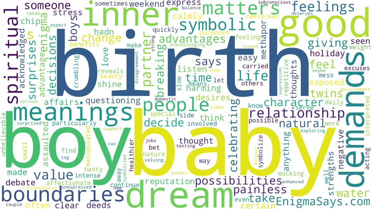 dream about birth of baby boy and related dreams with their meanings in a word cloud