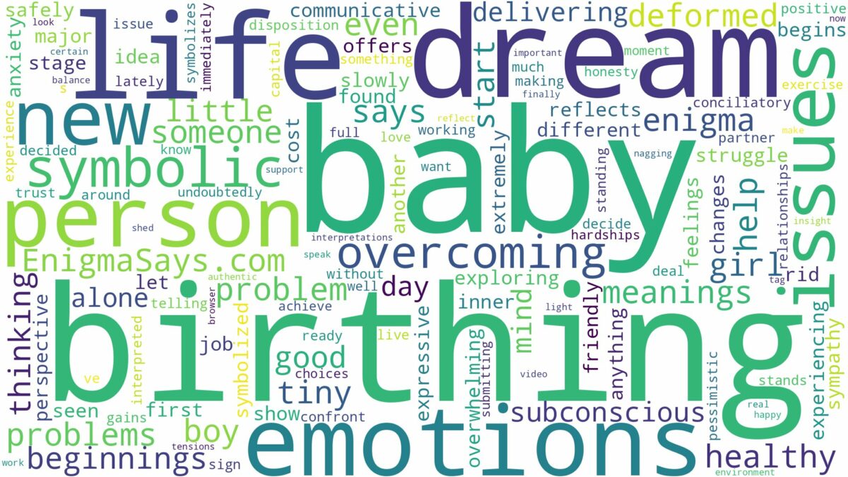 dream of birthing a baby and related dreams with their meanings in a word cloud