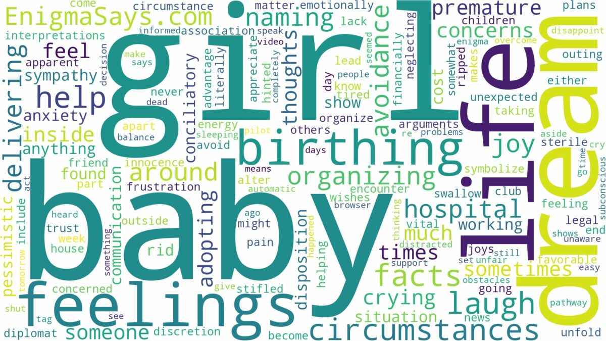 dreaming of birthing a baby girl and related dreams with their meanings in a word cloud