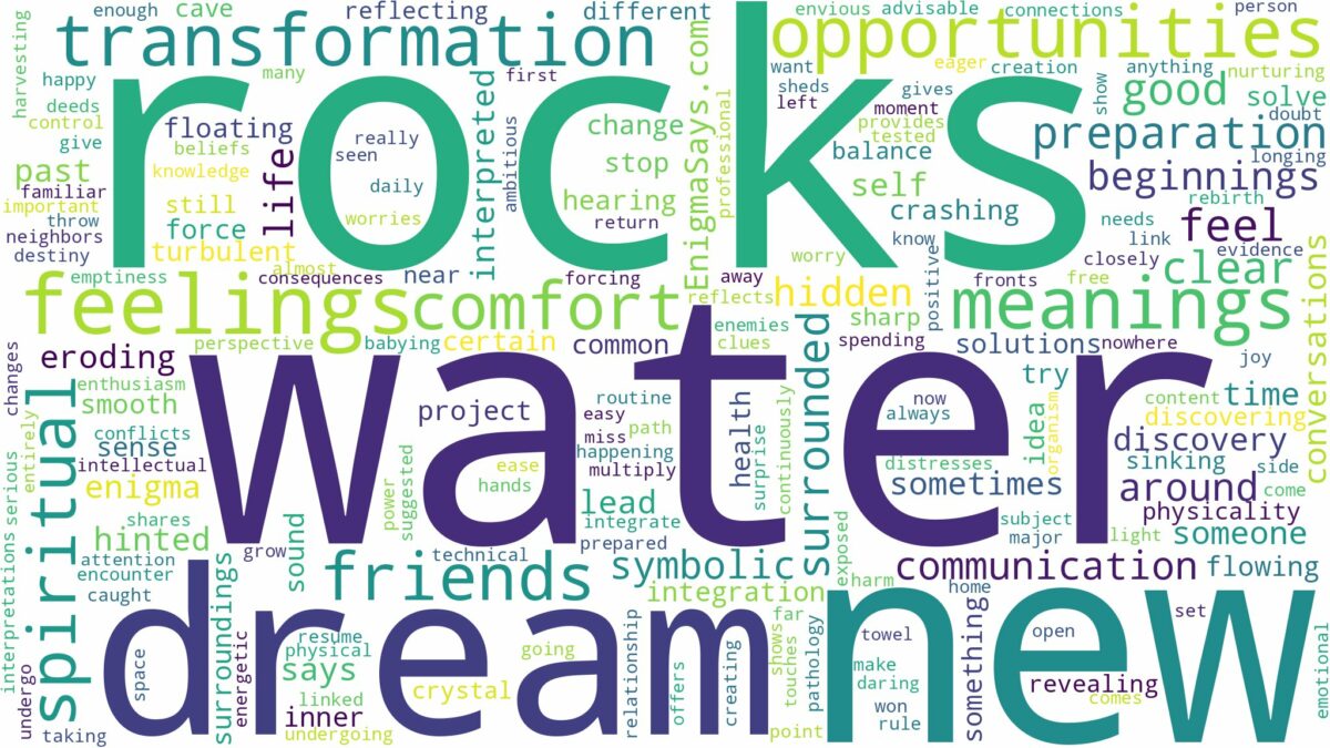 dream about water and rocks and related dreams with their meanings in a word cloud