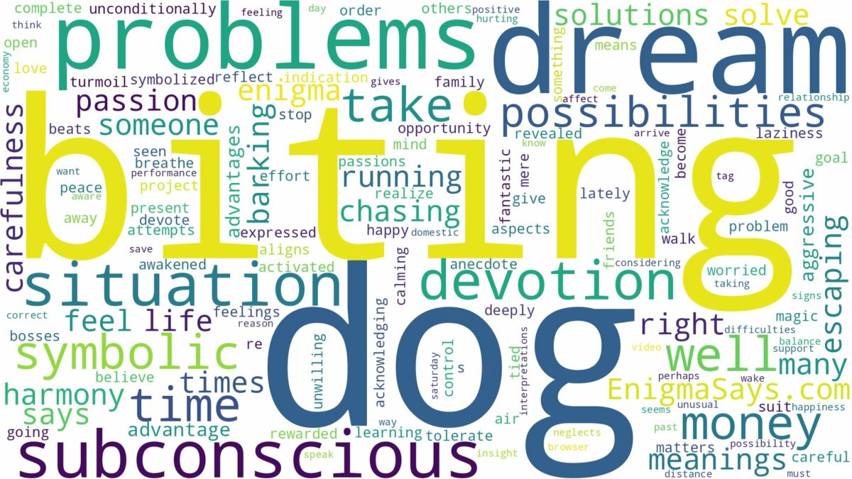 dream of biting dog and related dreams with their meanings in a word cloud