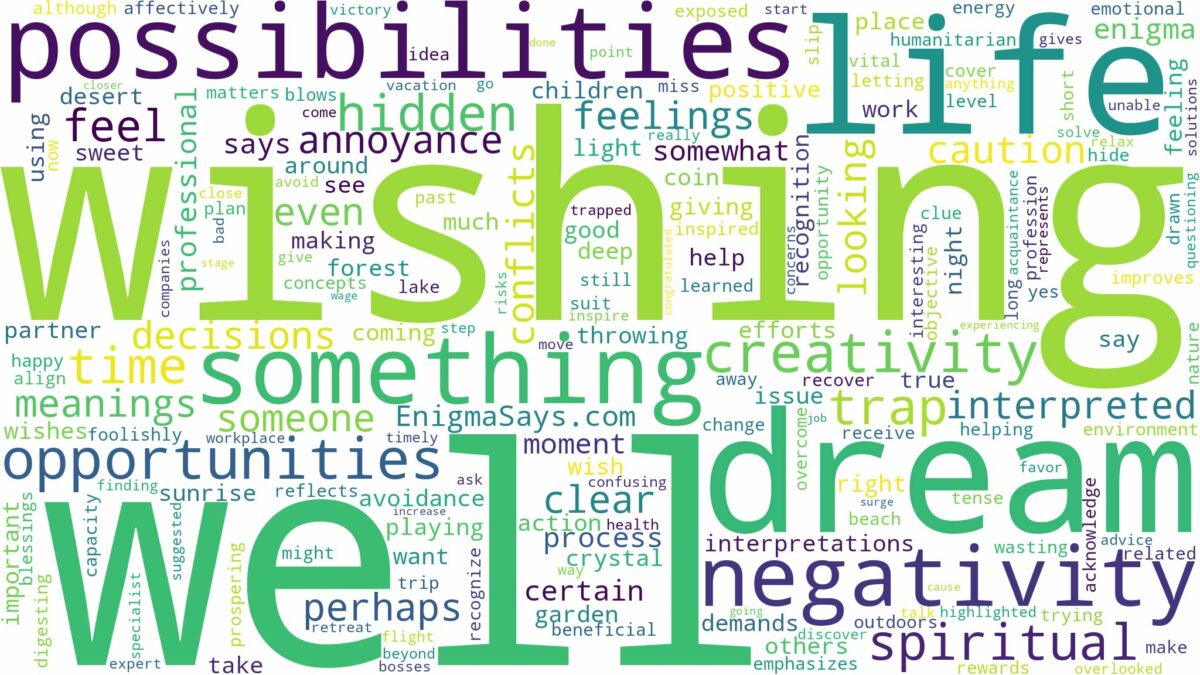 dream of wishing well and related dreams with their meanings in a word cloud