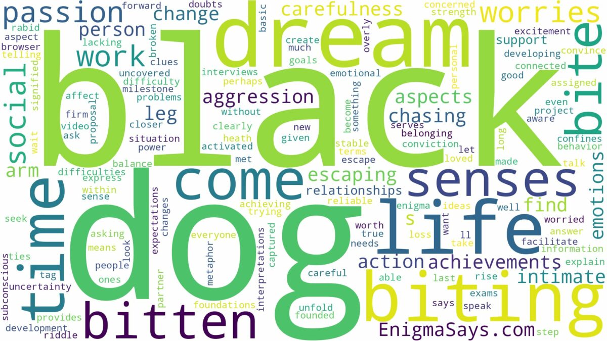 dream about bitten by black dog and related dreams with their meanings in a word cloud