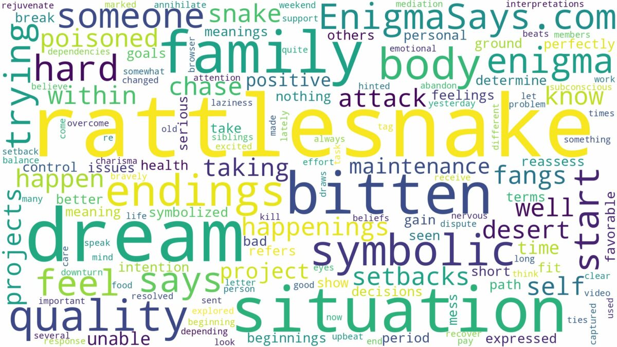 dream about bitten by rattlesnake and related dreams with their meanings in a word cloud