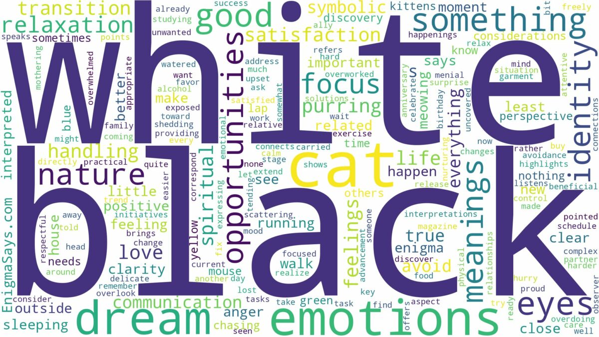 dream about black and white cat and related dreams with their meanings in a word cloud