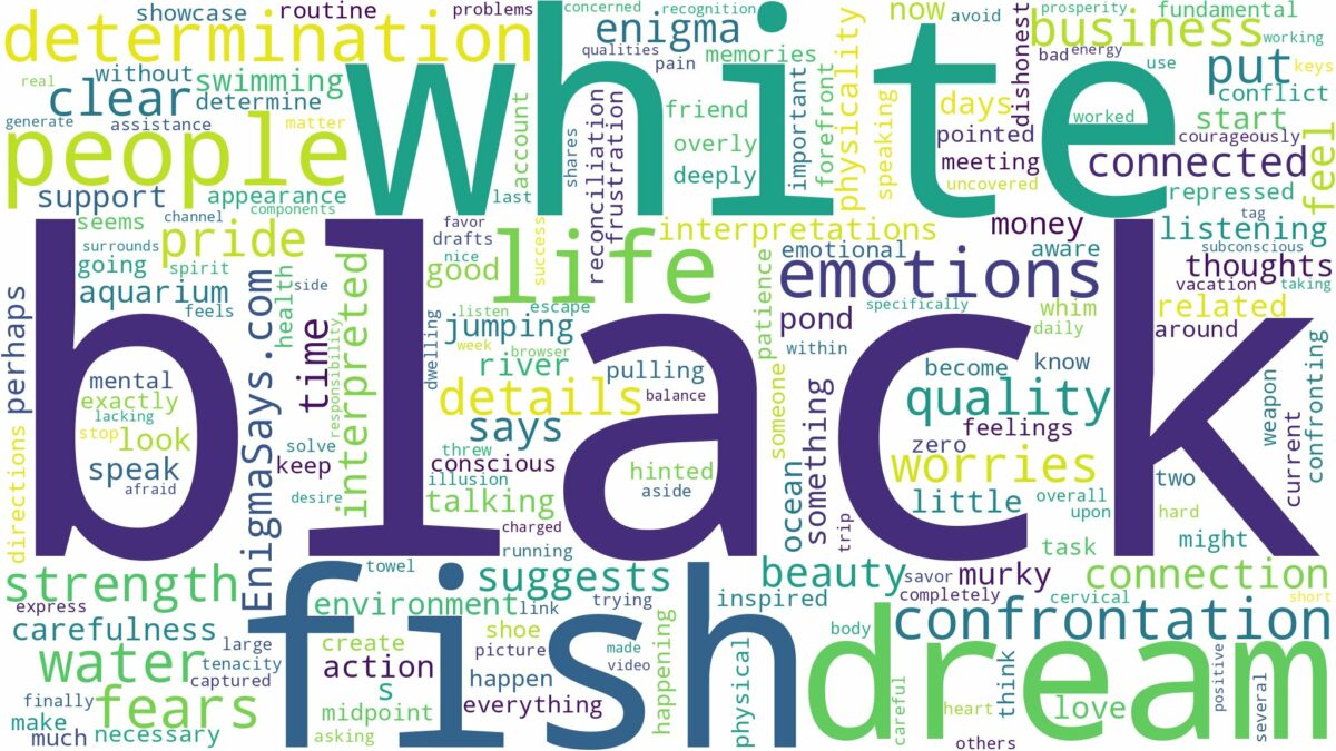 dream about black and white fish and related dreams with their meanings in a word cloud