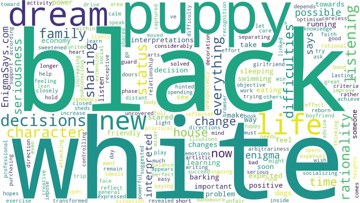 dream about black and white puppy and related dreams with their meanings in a word cloud