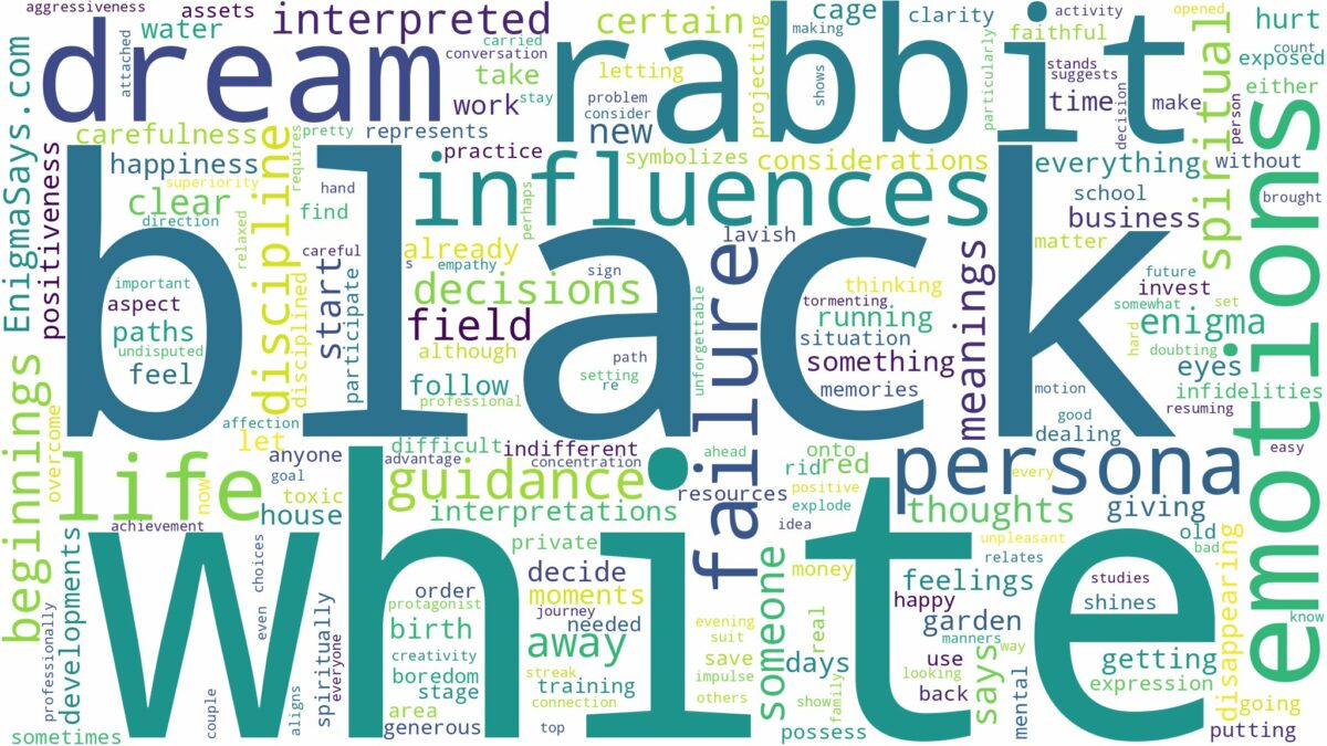 dream about black and white rabbit and related dreams with their meanings in a word cloud