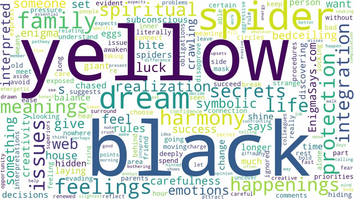 dream about black and yellow spider and related dreams with their meanings in a word cloud