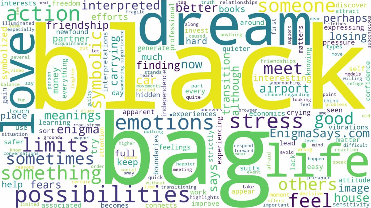 dream about black bag and related dreams with their meanings in a word cloud