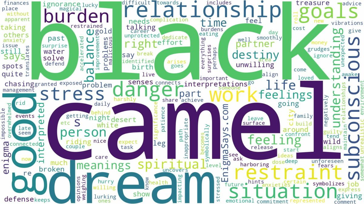 dream about black camel and related dreams with their meanings in a word cloud