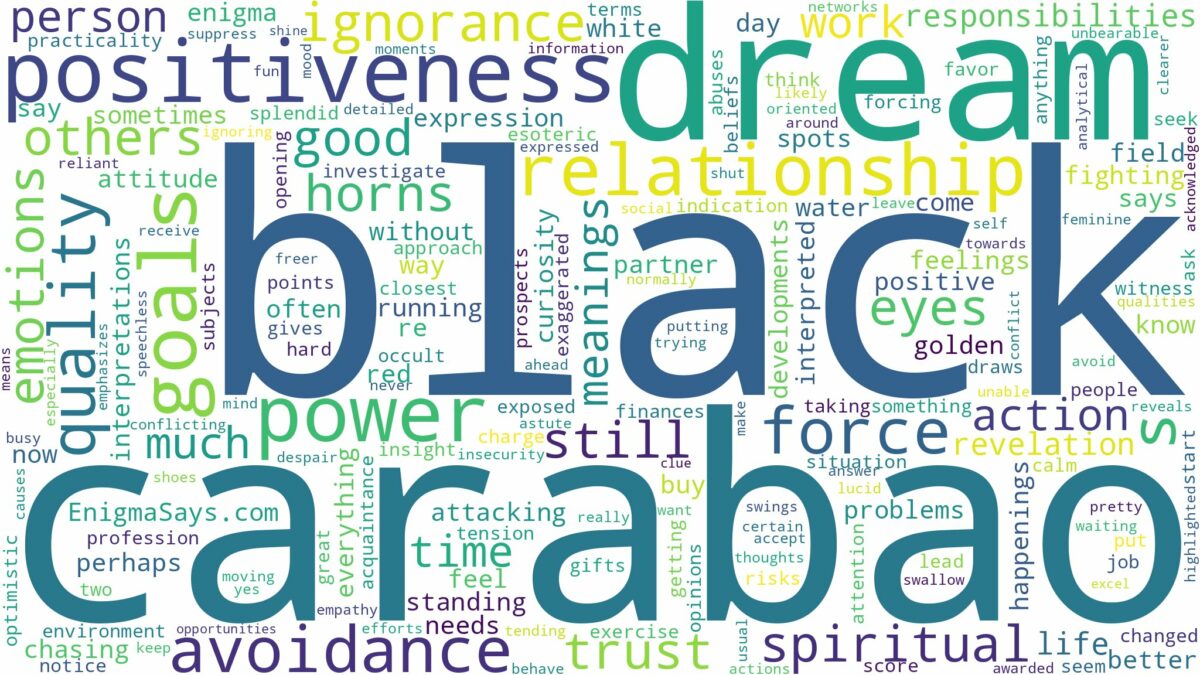 dream about black carabao and related dreams with their meanings in a word cloud