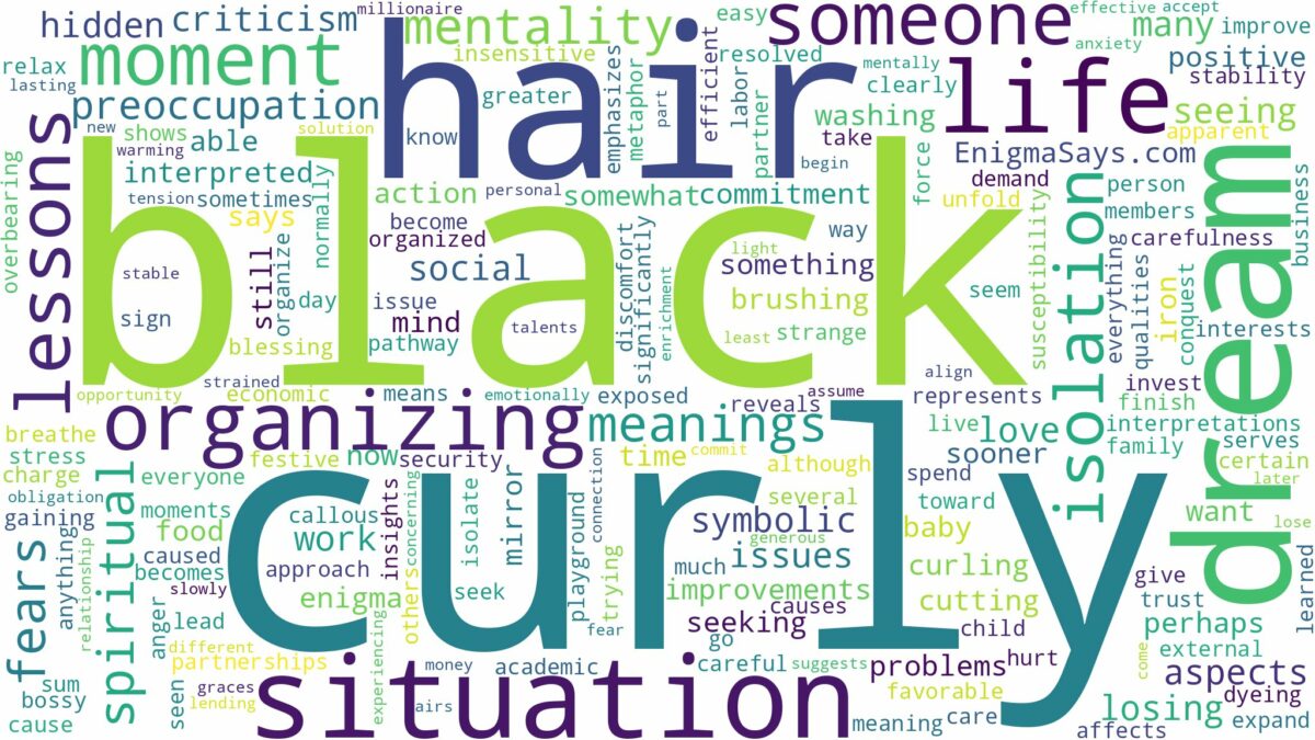 dream about black curly hair and related dreams with their meanings in a word cloud