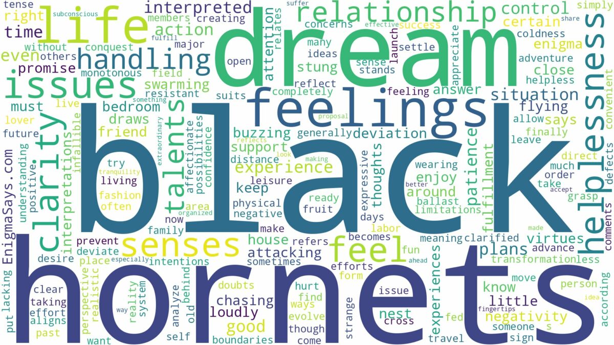 dream about black hornets and related dreams with their meanings in a word cloud