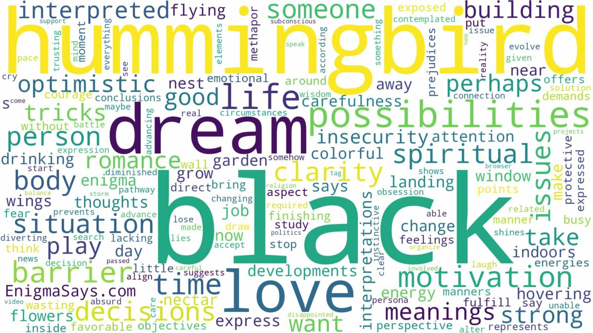 dream about black hummingbird and related dreams with their meanings in a word cloud