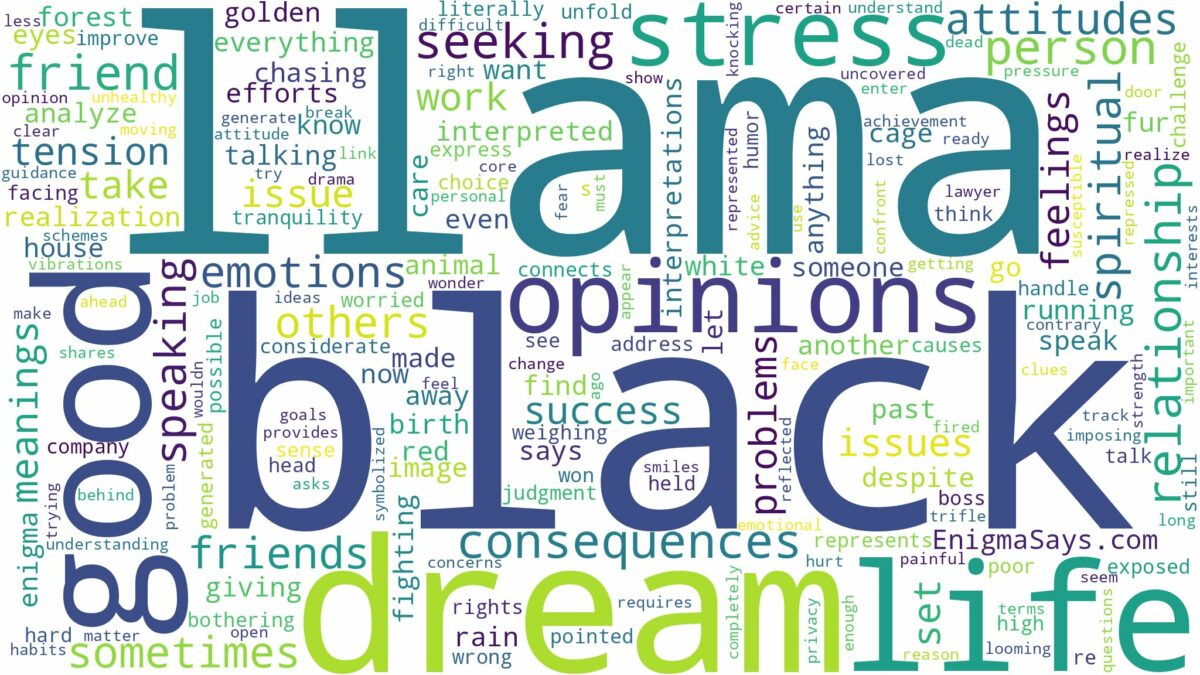 dream about black llama and related dreams with their meanings in a word cloud