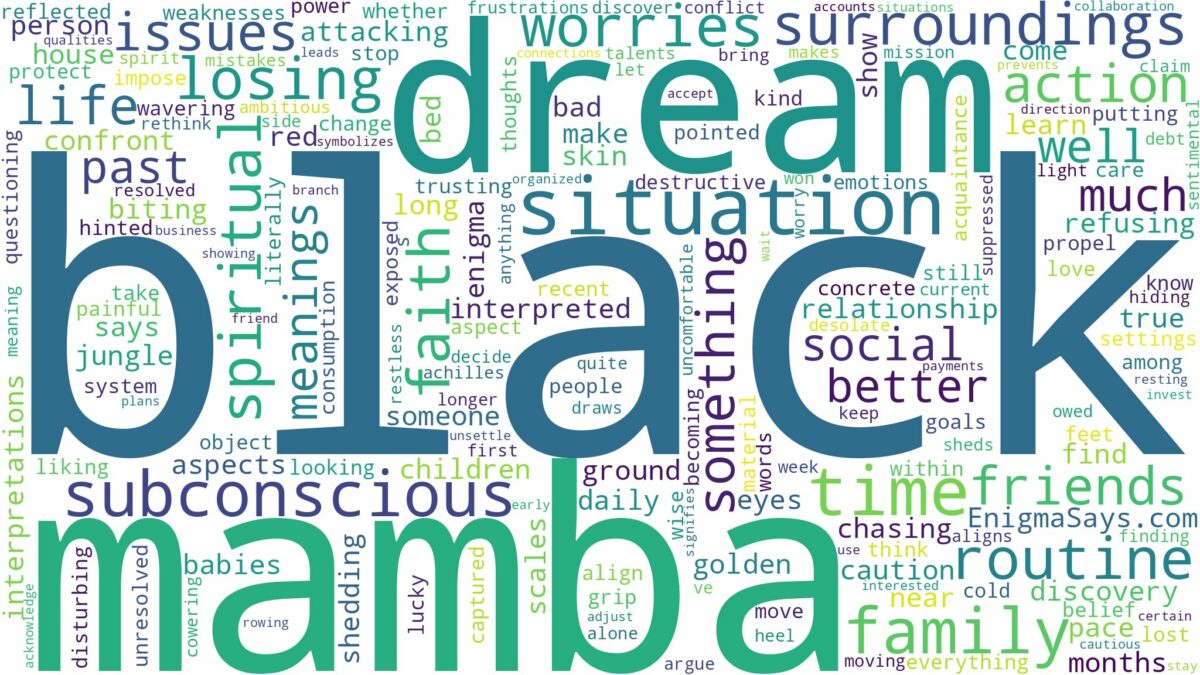 dream about black mamba and related dreams with their meanings in a word cloud