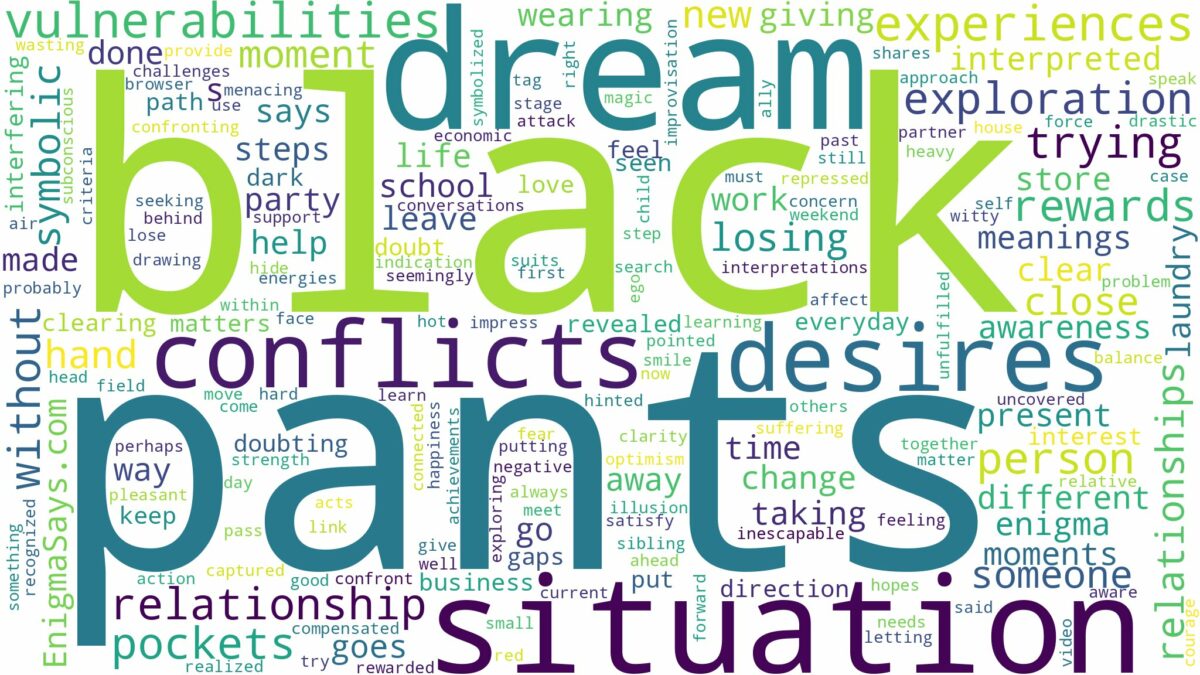 dream about black pants and related dreams with their meanings in a word cloud