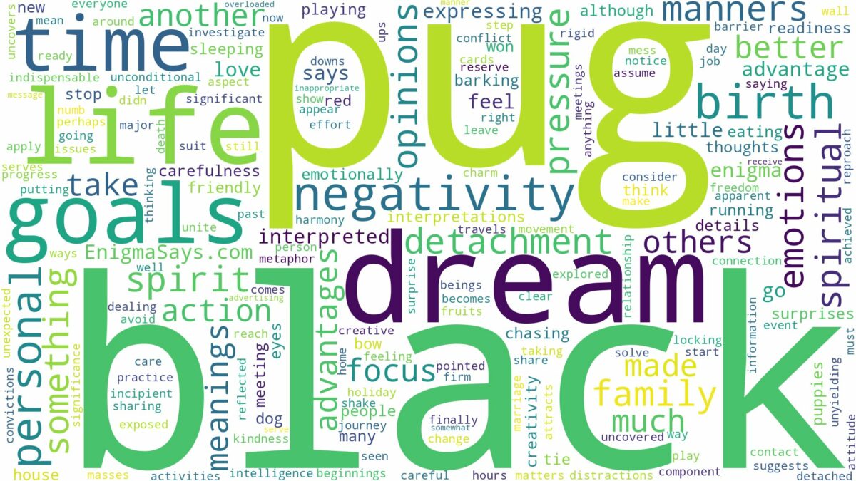 dream about black pug and related dreams with their meanings in a word cloud