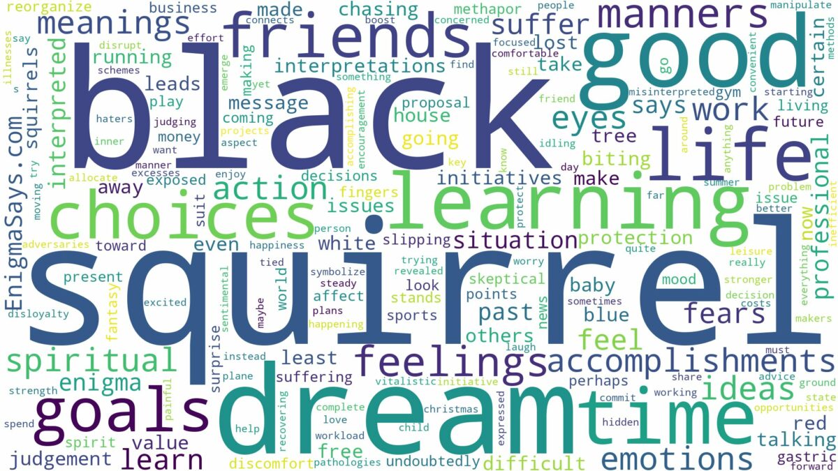 dream about black squirrel and related dreams with their meanings in a word cloud