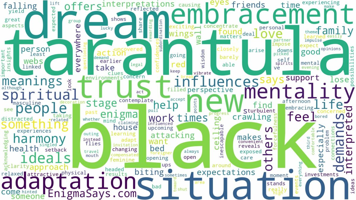 dream about black tarantula and related dreams with their meanings in a word cloud