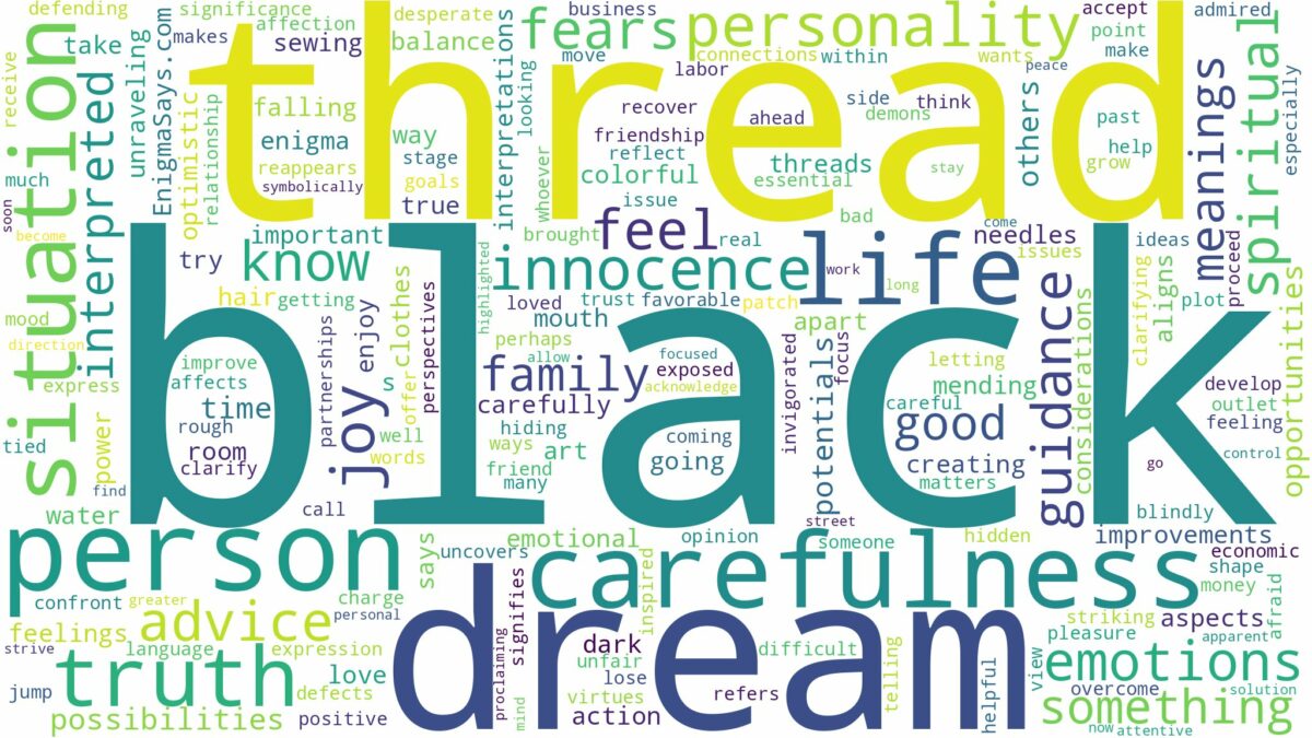 dream about black thread and related dreams with their meanings in a word cloud