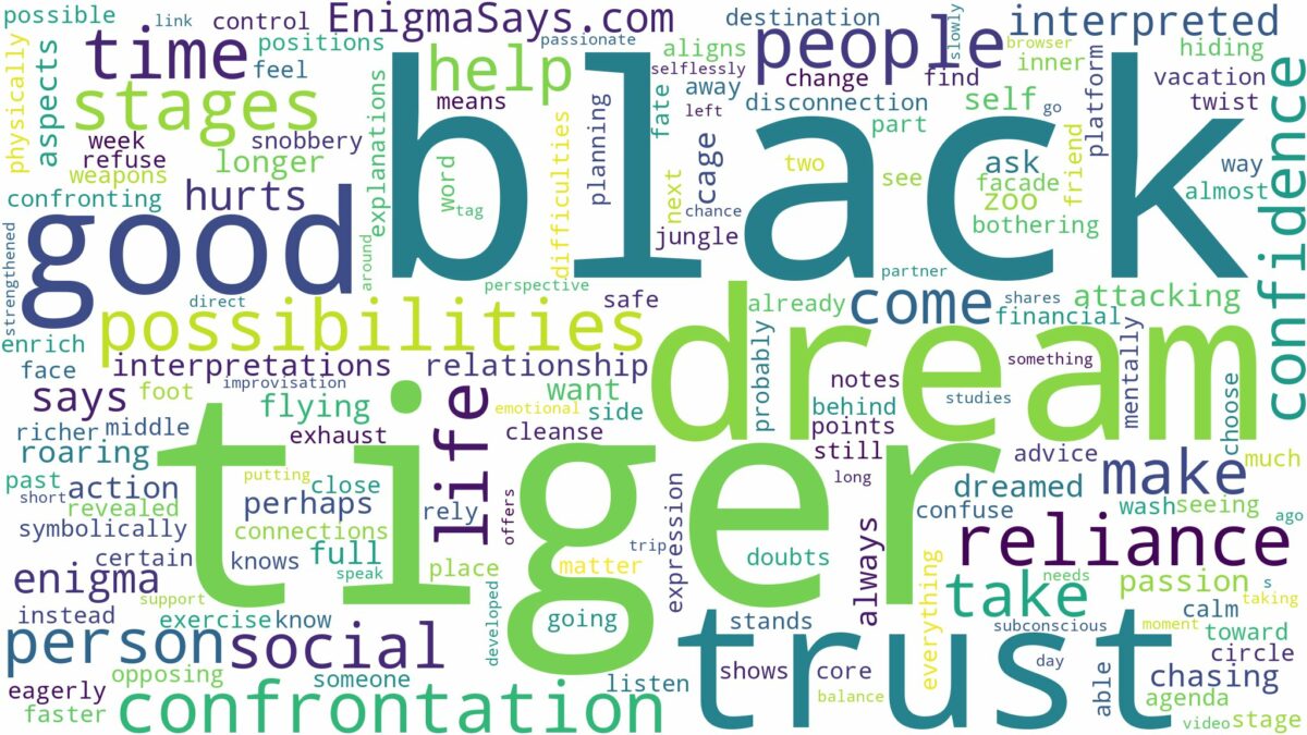 dream about black tiger and related dreams with their meanings in a word cloud