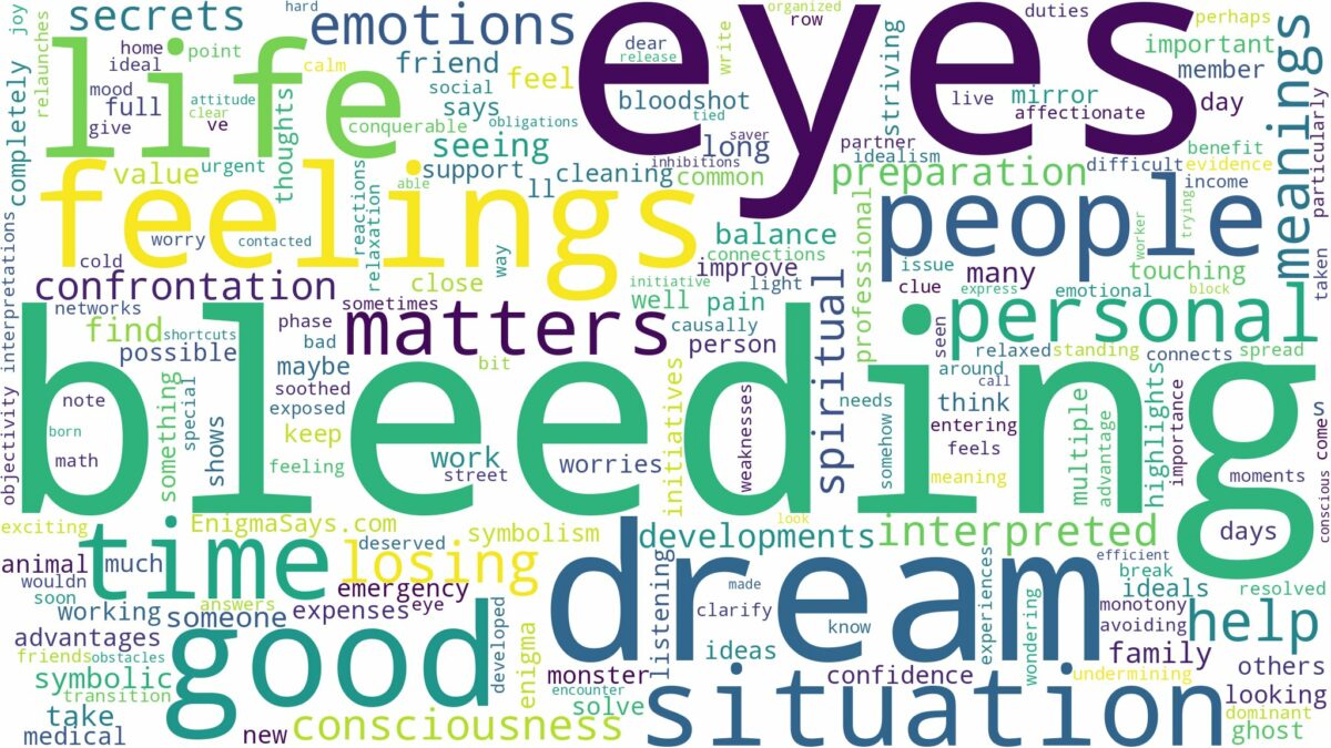 dream of bleeding eyes and related dreams with their meanings in a word cloud