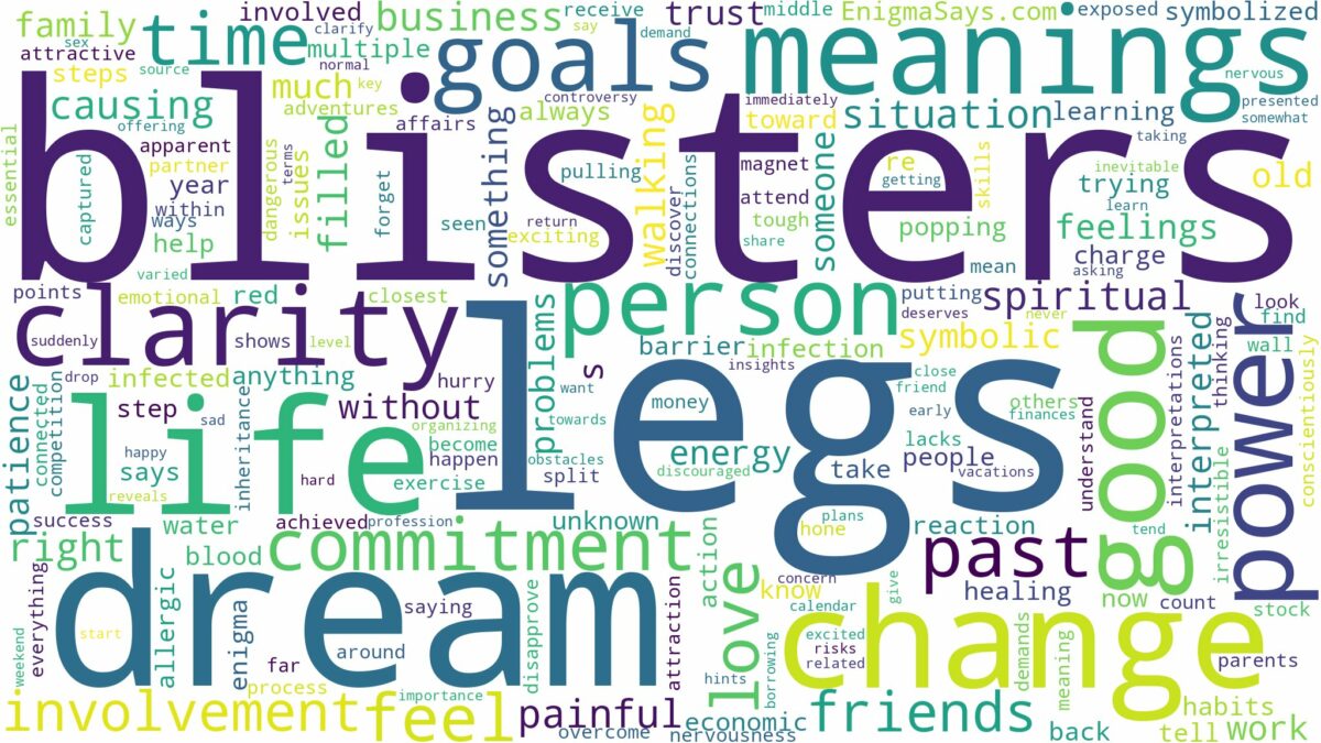 dreams about blisters on legs and related dreams with their meanings in a word cloud