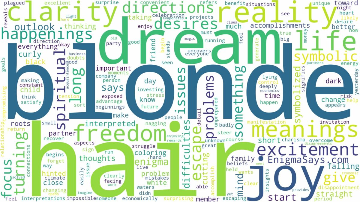 dream about blonde hair and related dreams with their meanings in a word cloud