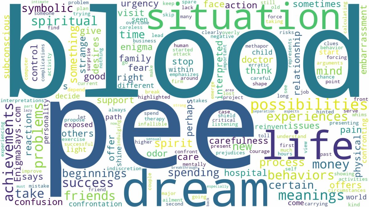 dream about blood in pee and related dreams with their meanings in a word cloud