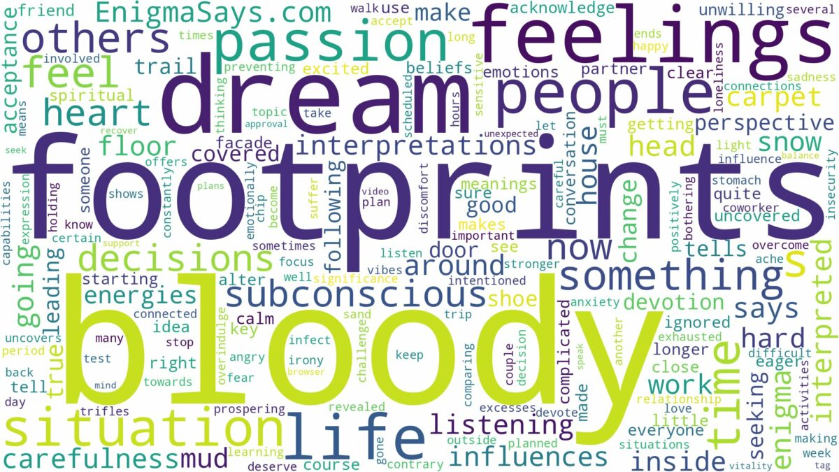 dream about bloody footprints and related dreams with their meanings in a word cloud