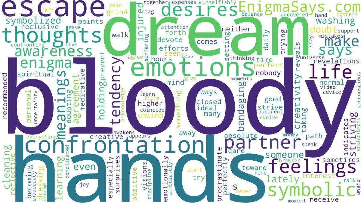 dream about bloody hands and related dreams with their meanings in a word cloud