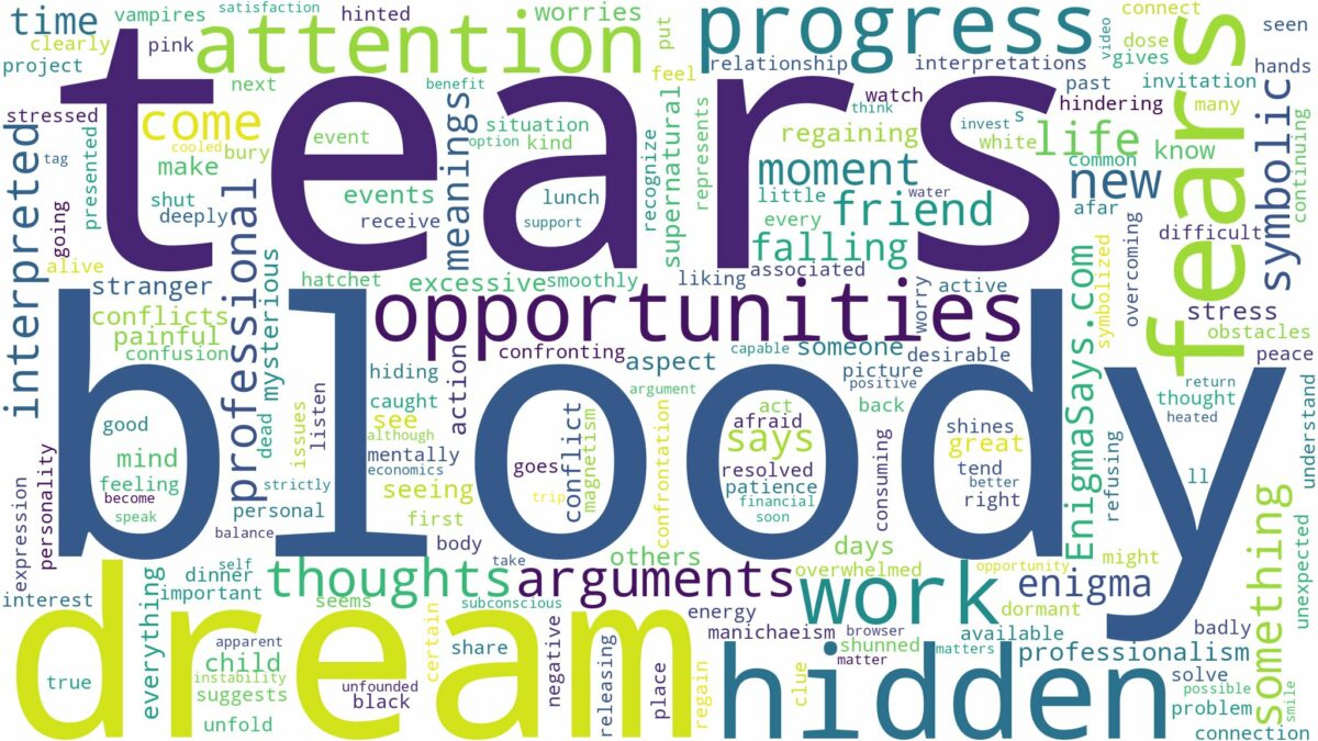 dream about bloody tears and related dreams with their meanings in a word cloud