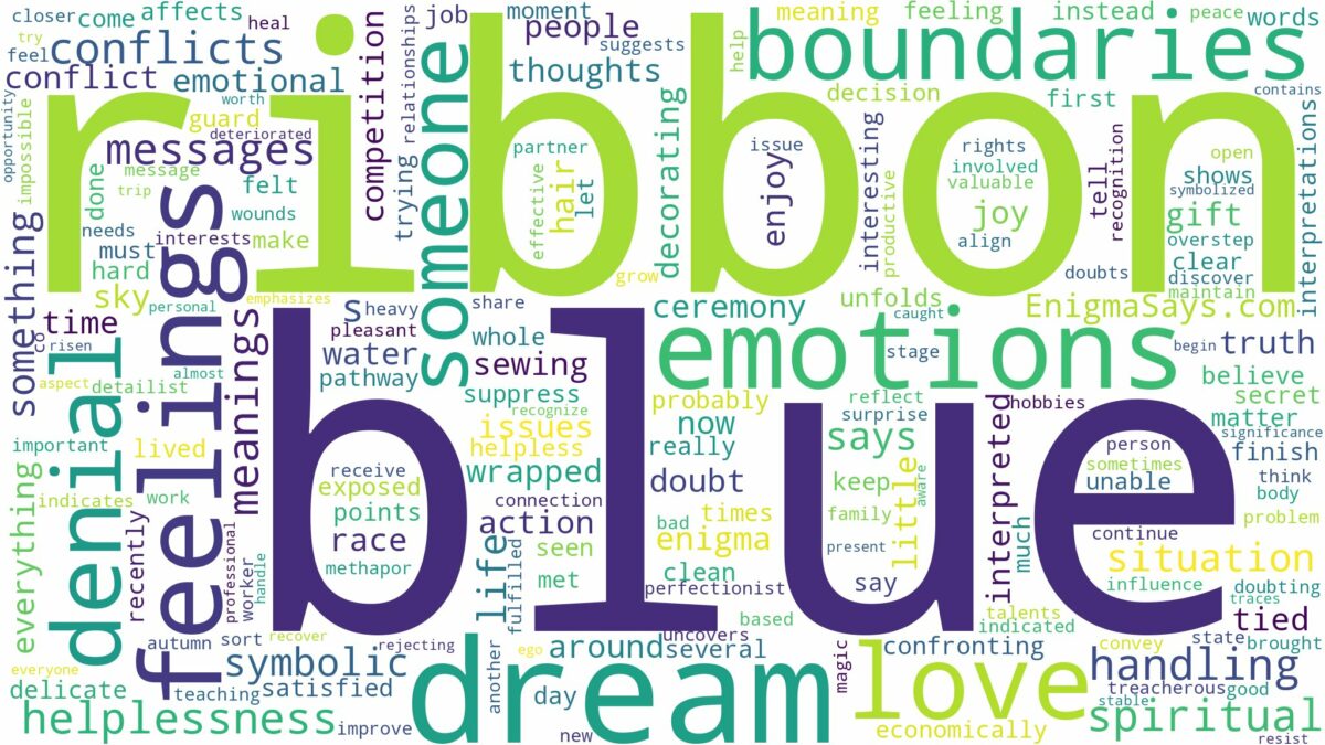 dream about blue ribbon and related dreams with their meanings in a word cloud