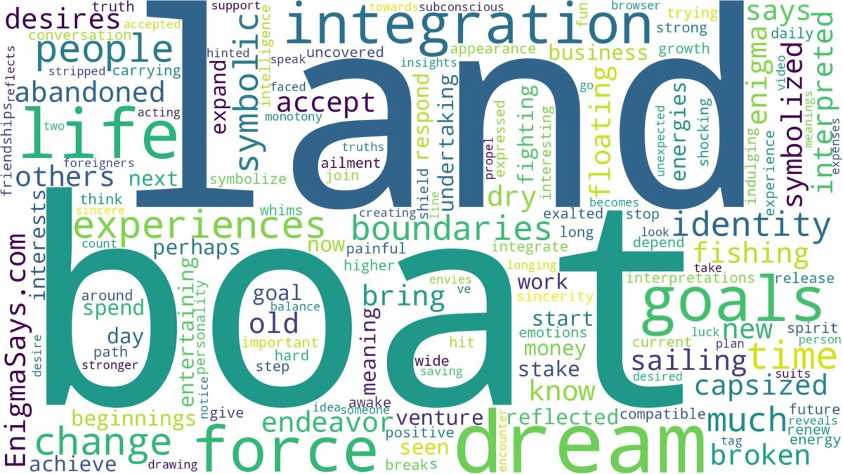 dream about boat on land and related dreams with their meanings in a word cloud