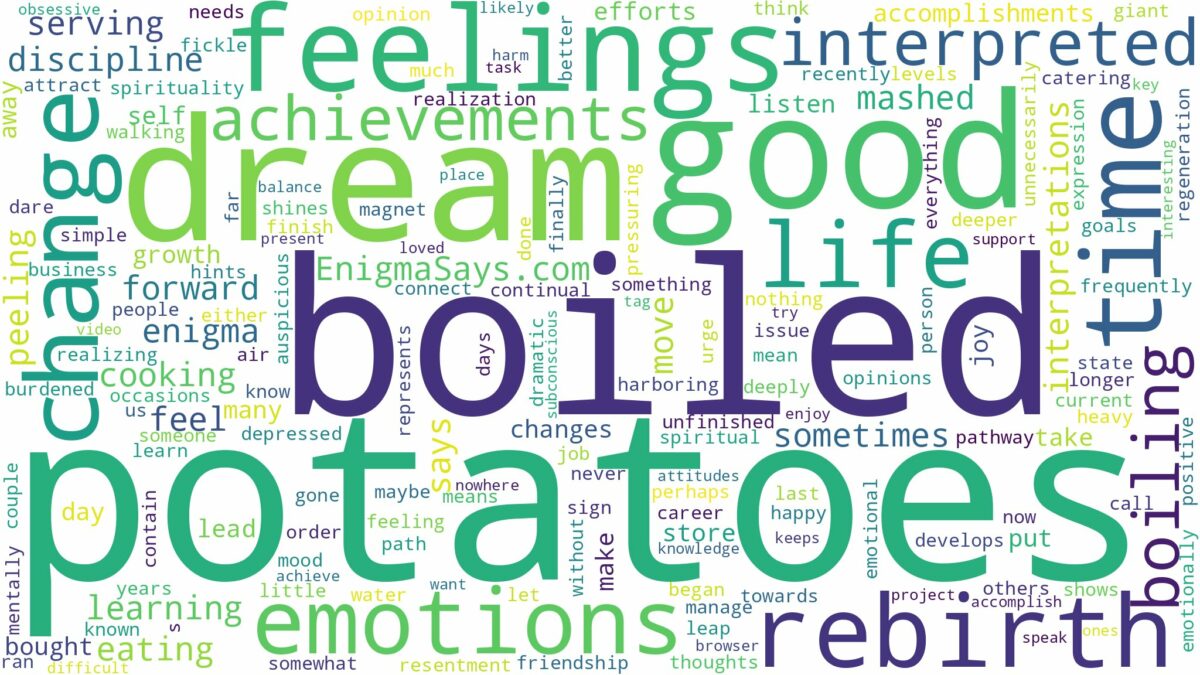 dream about boiled potatoes and related dreams with their meanings in a word cloud