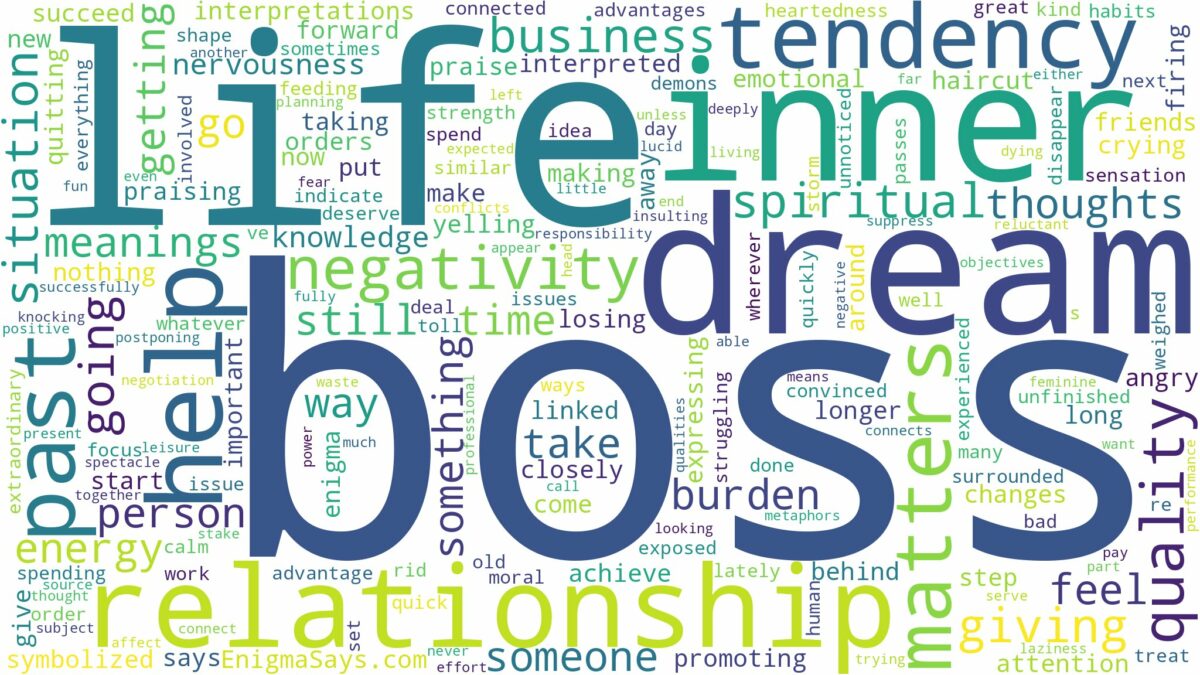 dreams about boss and related dreams with their meanings in a word cloud