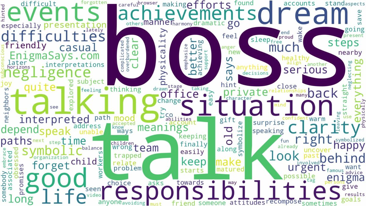 dreams about boss talking to you and related dreams with their meanings in a word cloud