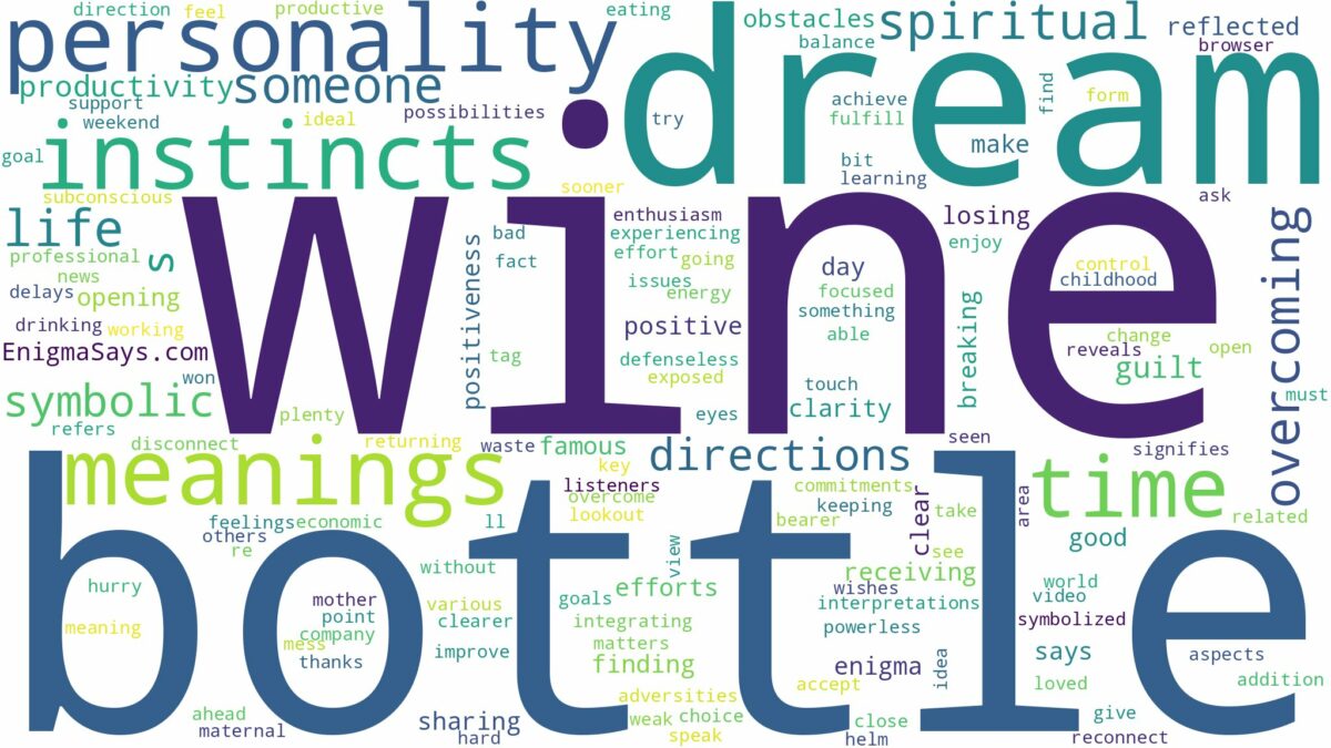 dream about bottle of wine and related dreams with their meanings in a word cloud