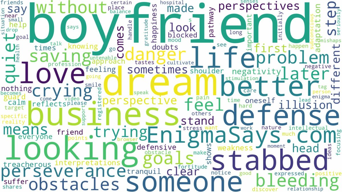 dreaming about boyfriend being stabbed and related dreams with their meanings in a word cloud