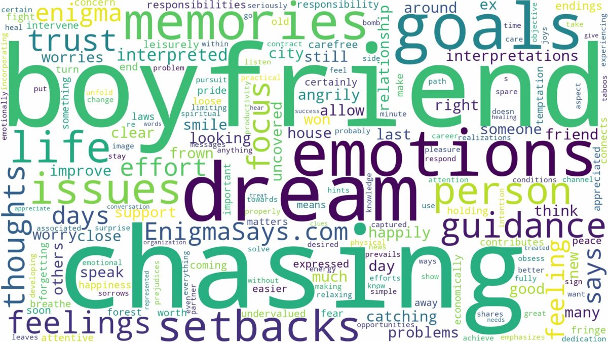 dreaming of boyfriend chasing you and related dreams with their meanings in a word cloud