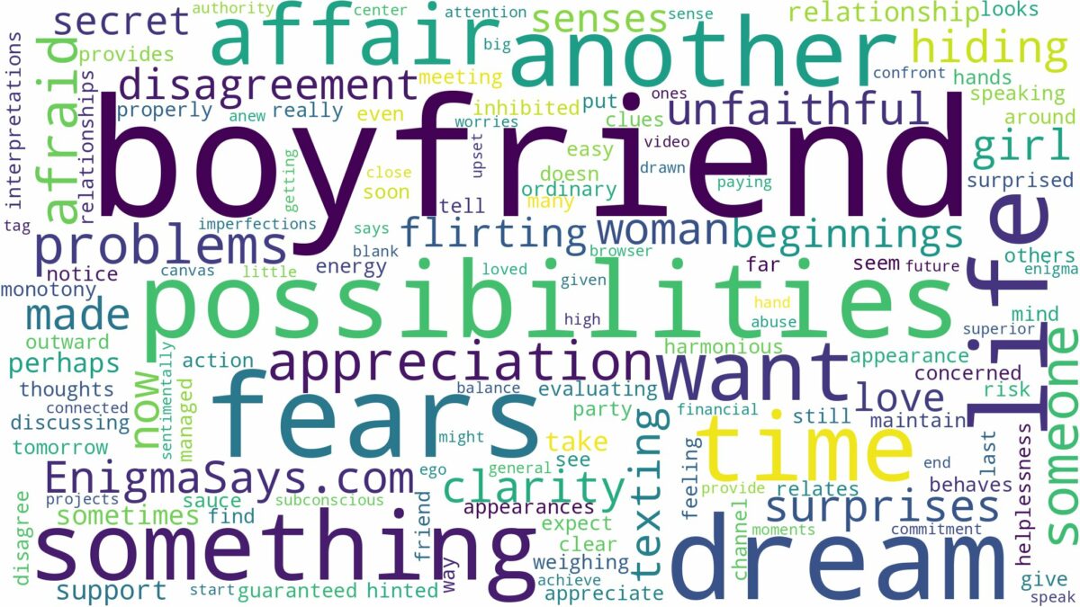 dreaming about boyfriend having an affair and related dreams with their meanings in a word cloud