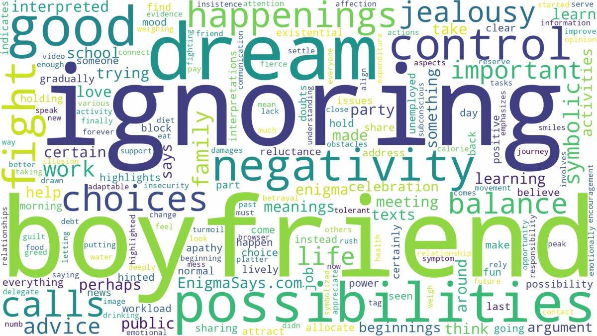 dreaming of boyfriend ignoring you and related dreams with their meanings in a word cloud