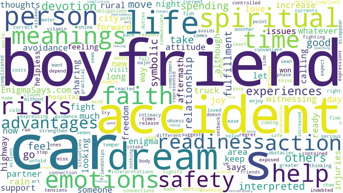 dream about boyfriend in car accident and related dreams with their meanings in a word cloud