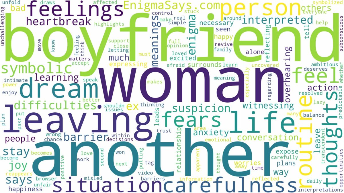 dreaming about boyfriend leaving you for another woman and related dreams with their meanings in a word cloud